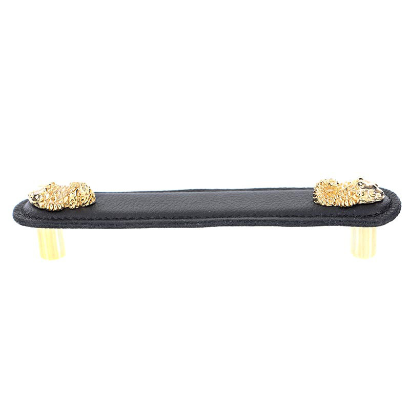 Pollino Bar / Handle Pull, 6", Antique Gold/Black