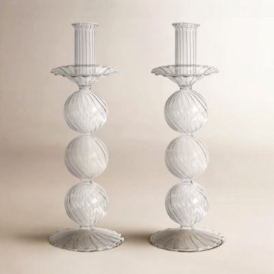 Adrienna Swirl Glass Candlestick Holder