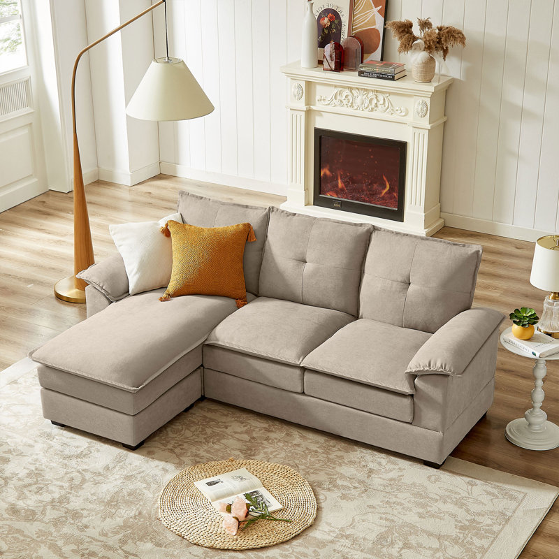 Canapé à accoudoirs coussinés 82,28 po Louen, Beige