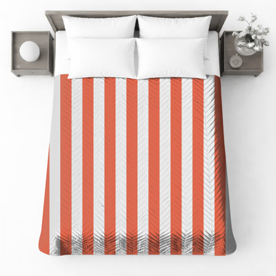 Motif de couvre-lit à rayures verticales orange