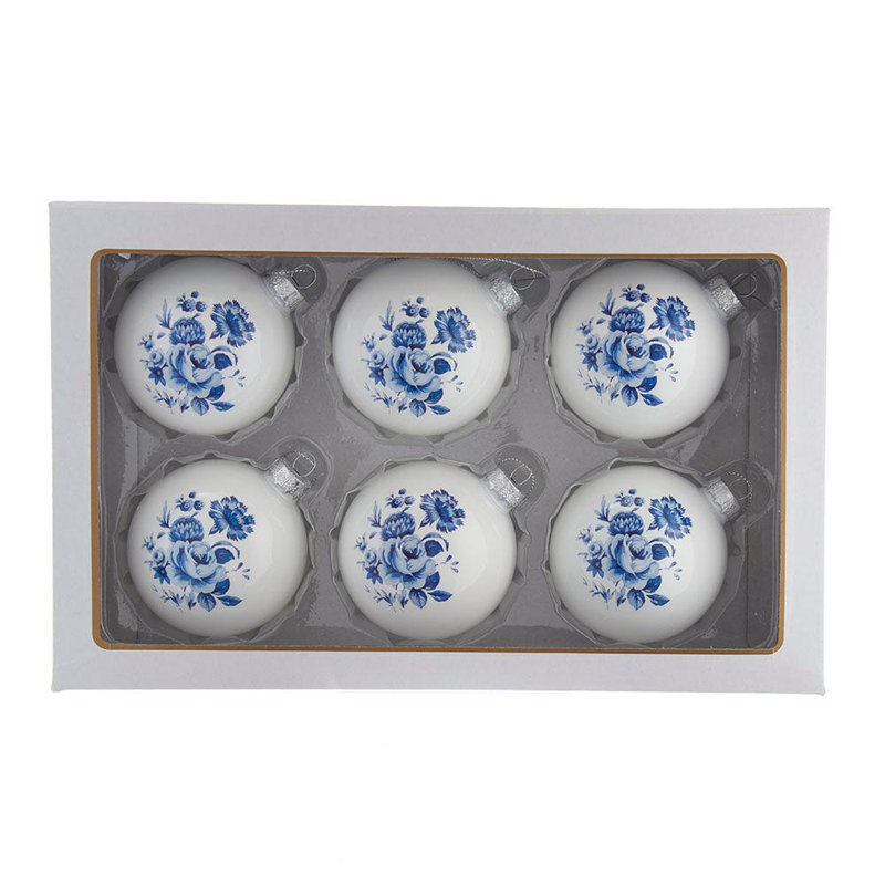 Ensemble d'ornement boule en verre 6 pièces Delft