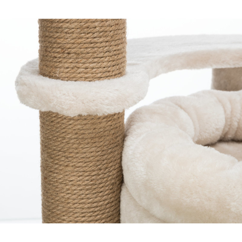 Nayra 32.7" Beige and Jute 3-Level Cat Tree with Condo