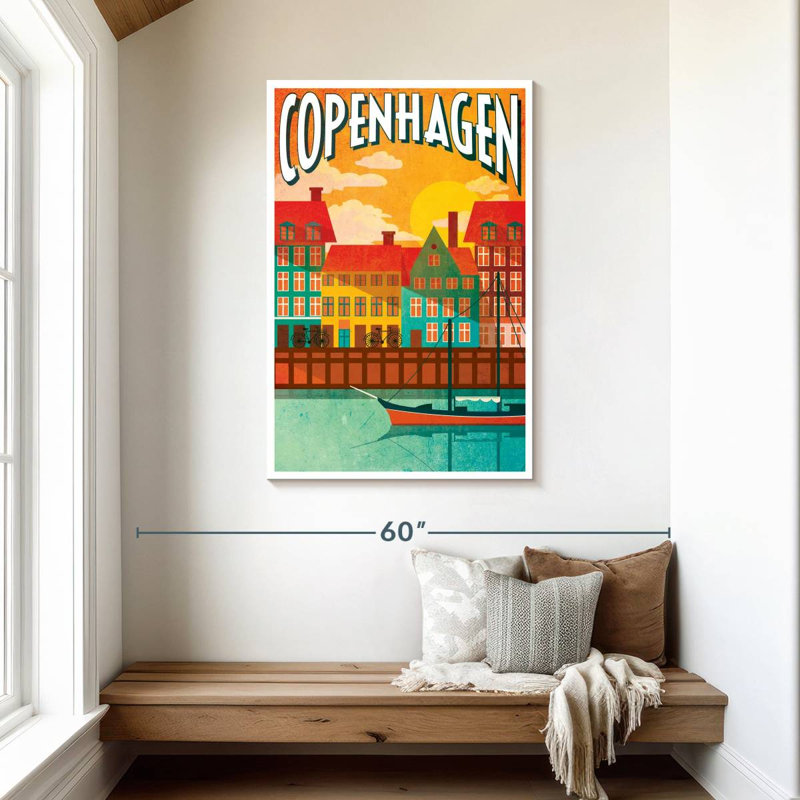 Affiche rétro de la ville de Copenhague, H 45 po x l 30 po