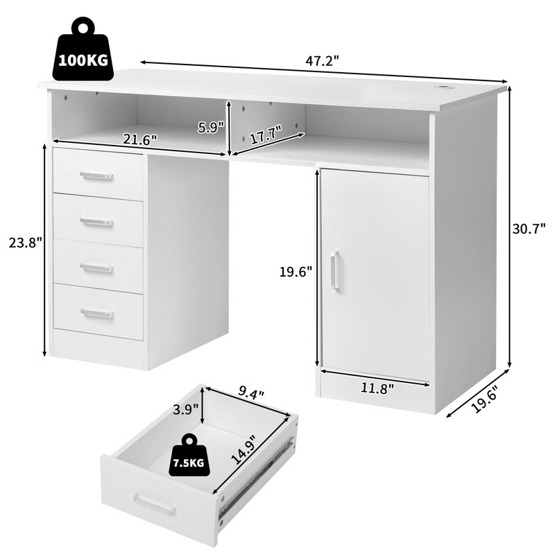 Lexius Computer Desk, White
