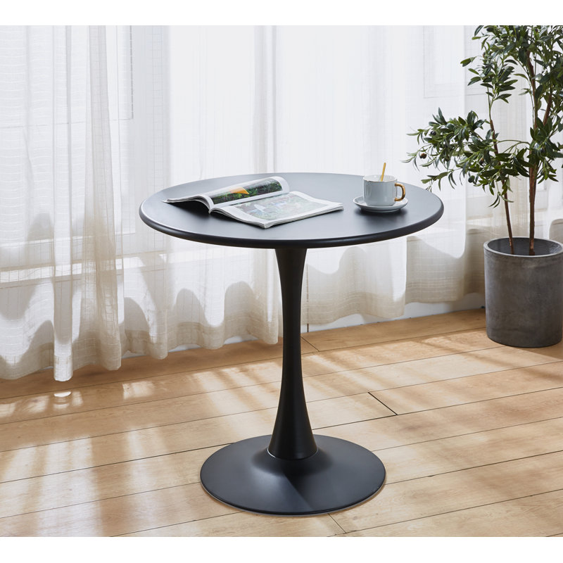 Gedin Round Living Room Dining Table, White, White, 29.1" H x 31.5" L x 31.5" W