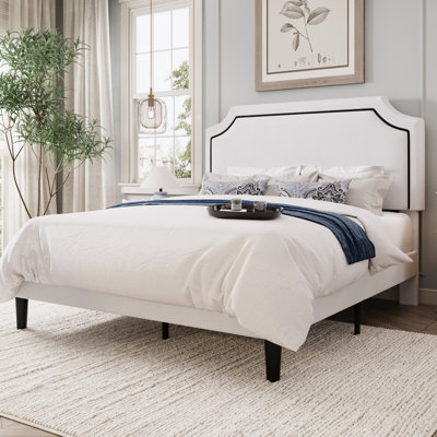 Modern Upholstered Platform Bed Frame With Adjustable Headboard
