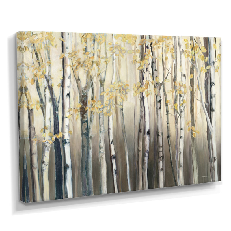 Forêt de bouleaux, art mural, impression de paysage de forêt dorée - Forêt de bouleaux dorés I, H 16 po x l 32 po