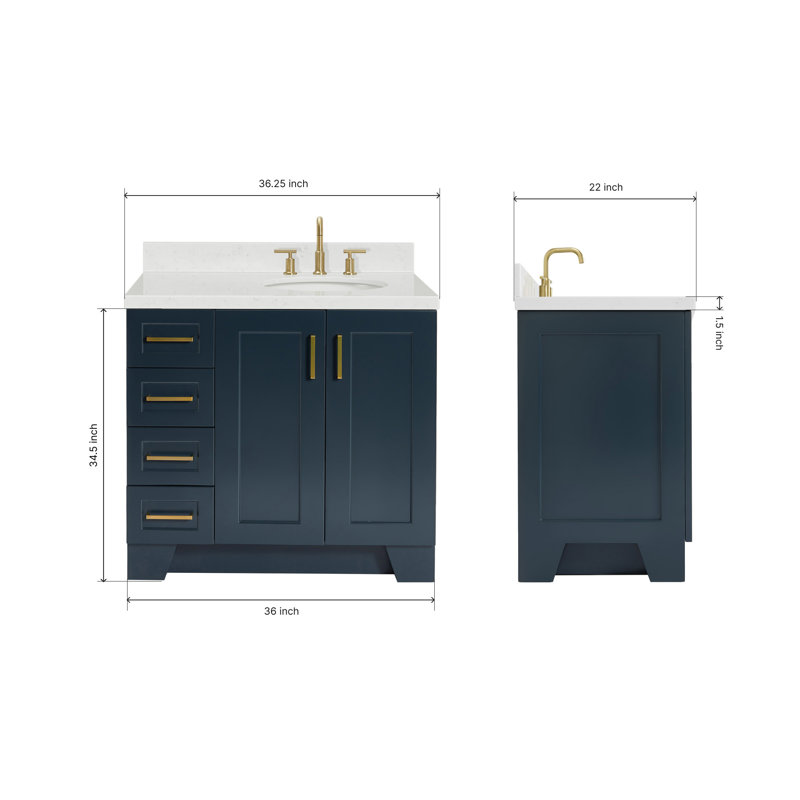 37 IN.  Single Bathroom Vanity, Right, Oval, Midnight Blue