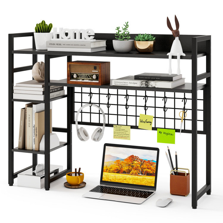 CasaCore 4-Tier Desk Shelf Desktop Display Rack with Metal Grid Panel ...