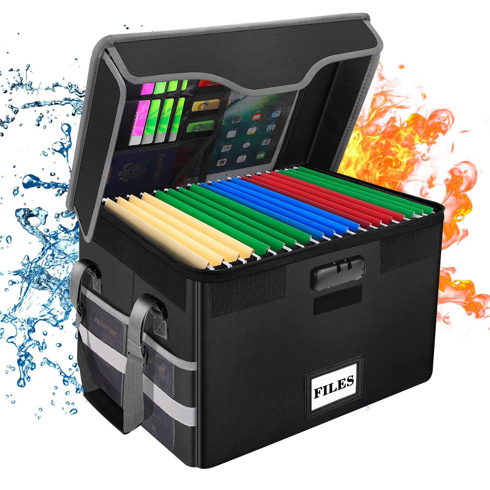 wanmo Fireproof Document Box With Lock, File Storage Organizer With ...