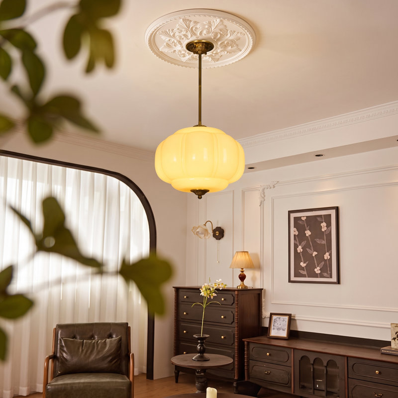 Lanterne suspendue rétro 1 lumière 14,96 po, Jaune