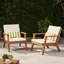 Fauteuils club d'extérieur en bois avec coussins bruns - structure solide, siège à lattes ouvertes à eau, capacité de 300 lb, l 26,15 po x P 31,77 x H 30,1 po pour 2 coussins beiges