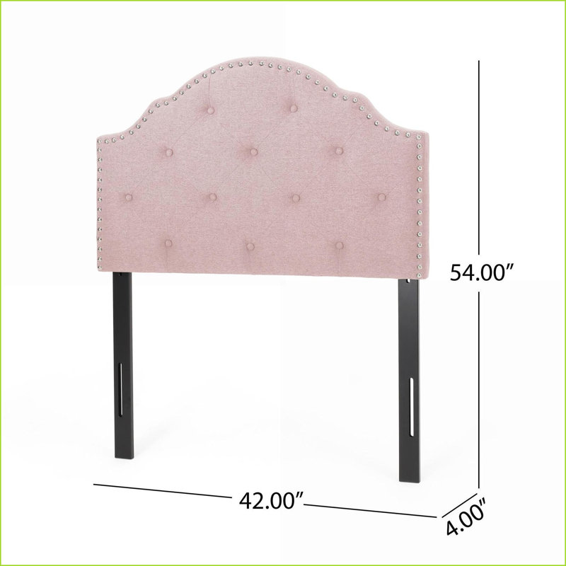 Tête de lit simple en bois massif avec hauteur ajustable et capitonnage capitonné Garniture cloutée