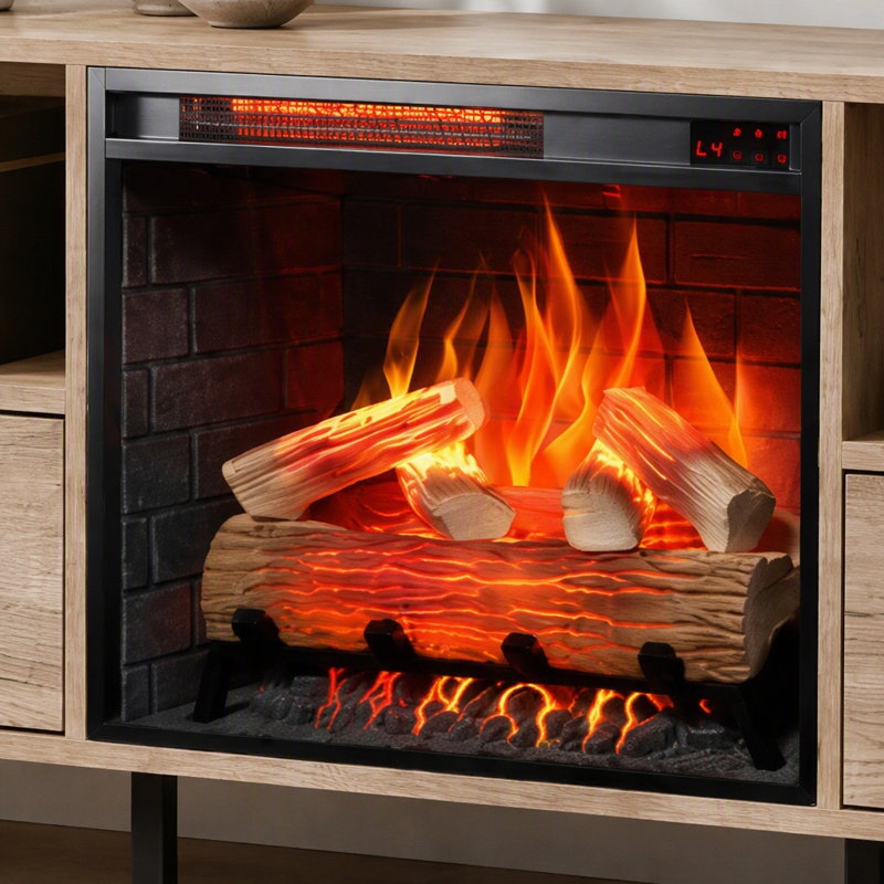 23 Inch Infrared  Heating Electric Fireplace Insert, With Log Set & Realistic Flame, Remote Control With Timer, Overheating Protection