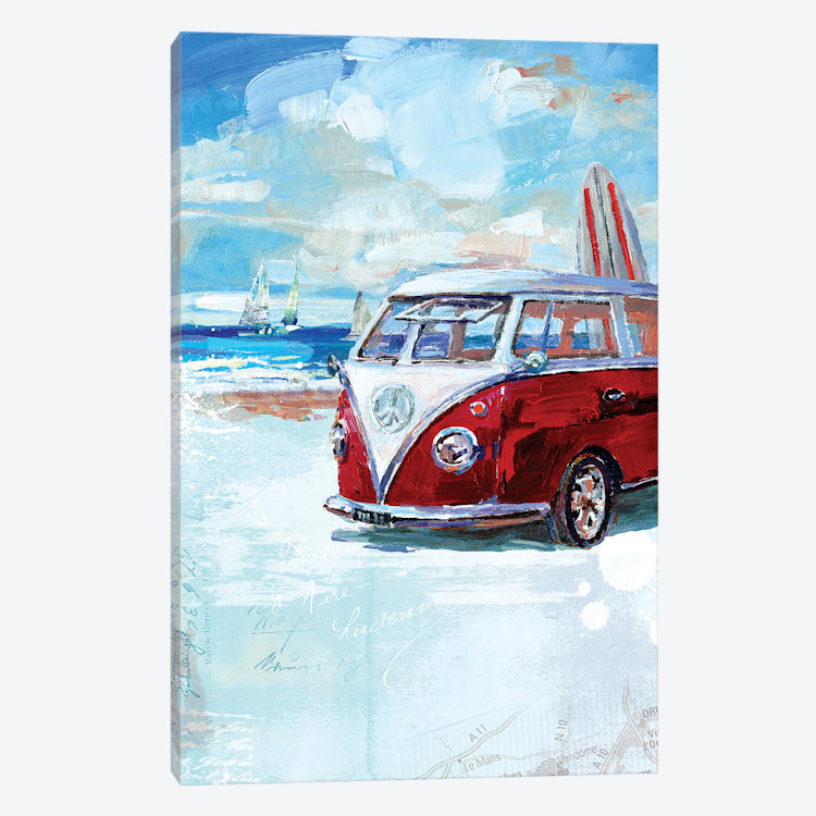 « camper van », reproduction sur toile, H 18 po x l 12 po x P 1,5 po, Pas de tapis, Toile tendue