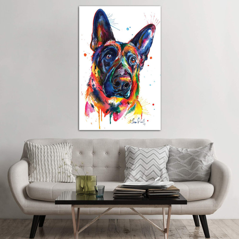 German Shepard by Weekday Best - Wrapped Canvas Painting, 66.04 cm H x 45.72 cm W x 1.91 cm D