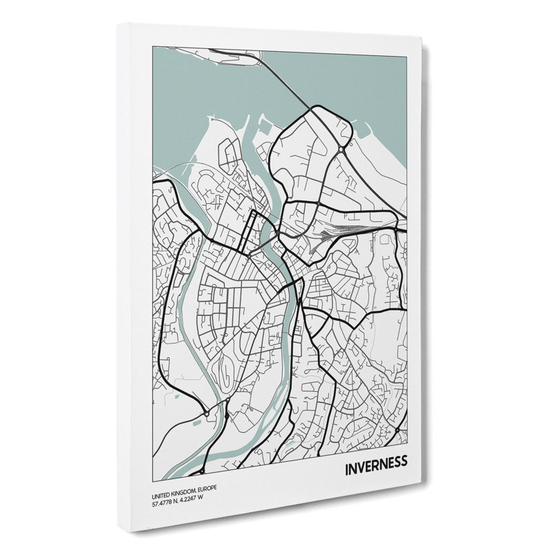 Map Inverness UK - Wrapped Canvas, 91cm H x 60cm W x 3cm D