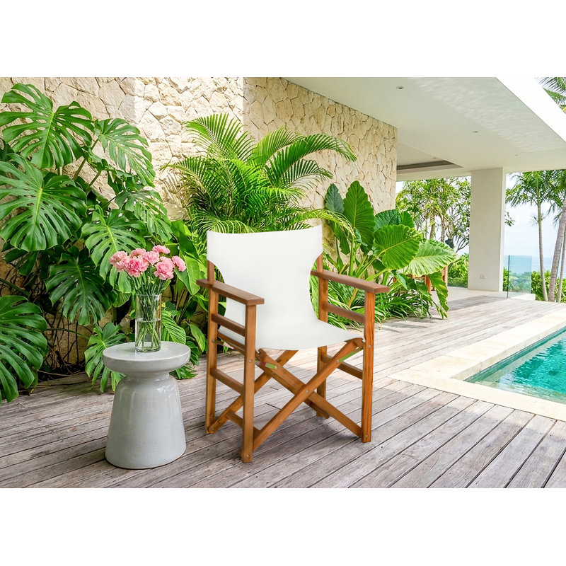 Chaise de réalisateur pliante en bois massif, Frame Natural Wood - Seat Colour Cream