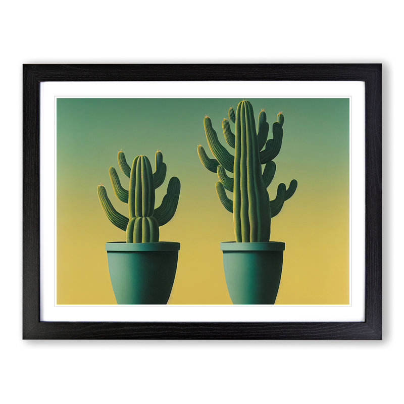 Endearing Cactus - Single Picture Frame Print, Black Framed, 46cm H x 64cm W x 2cm D