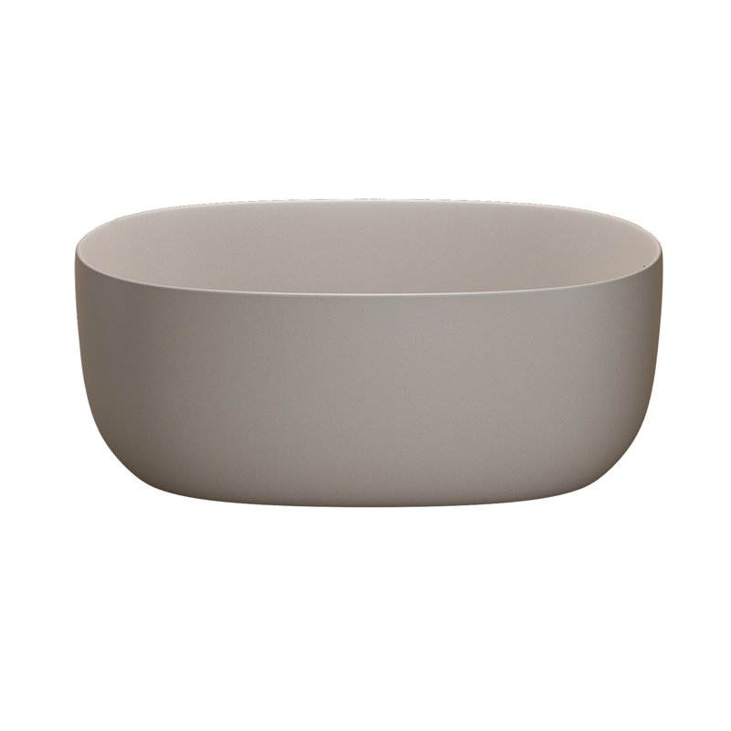 Beige 47-Inch Resin Stone Soaking Tub, Freestanding, Smooth And Delicate Touch, Comfortable Bathing Experience 47'' Solid Surface Freestanding Bathtub, Stone, Spacious For One Bather, Slow Heat