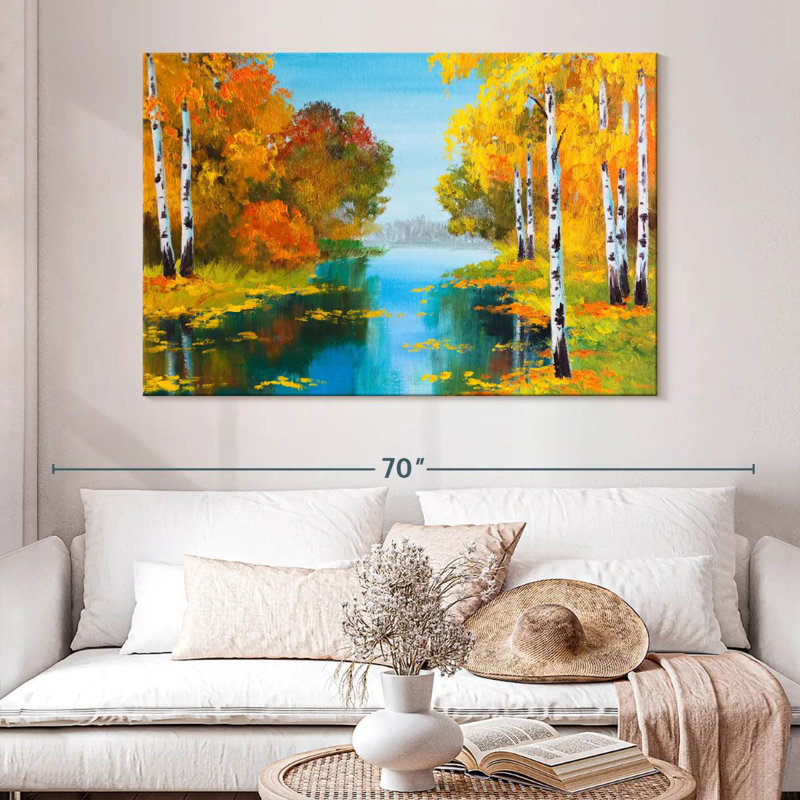 Bouleaux Autumn River, H 34 po x l 51 po