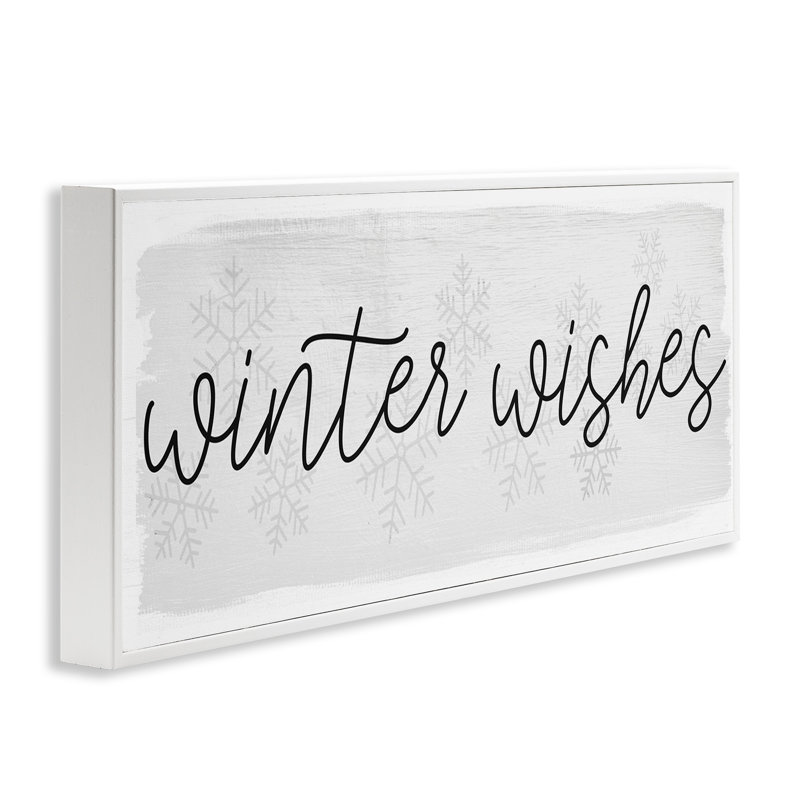 Winter Wishes Sentiments, motif géométrique de flocons de neige - art textuel, H 10 po x l 24 po
