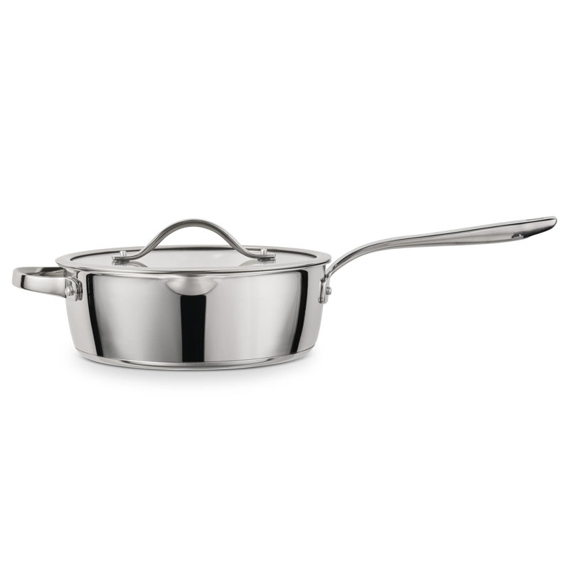 Tramontina Tempo Tri-Ply Base Stainless Steel 3.5-Quart Saute Pan with Glass Lid, Induction-Ready Cooking Pan, Oven-Safe, Dishwasher-Safe