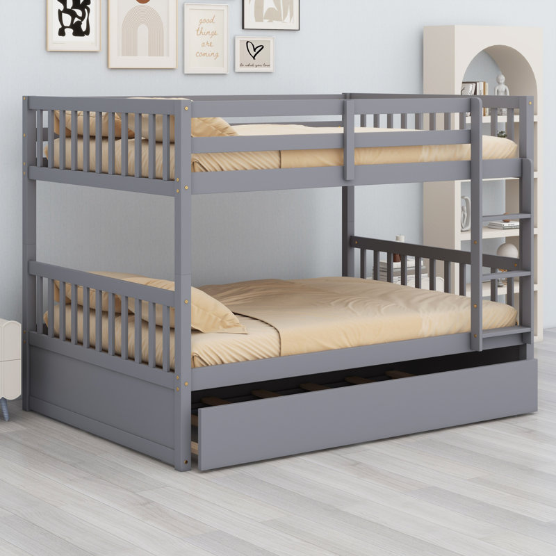 Lit superposé en bois peu encombrant au design gigogne et convertible, Gris