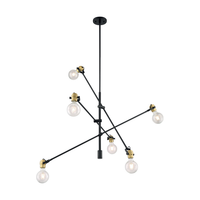 Lustre linéaire moderne Spoutnik à 6 lumières Nesmith