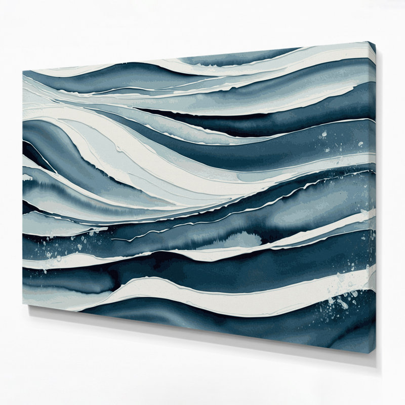 Art mural horizontal sur toile à rayures horizontales bleu ardoise, H 16 po x l 20 po