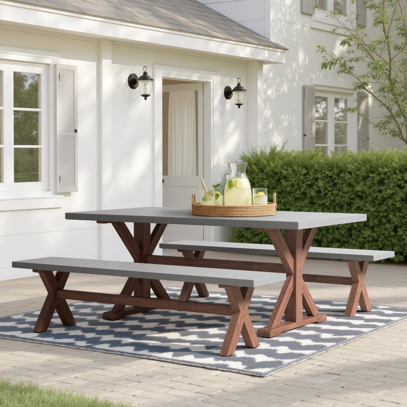 Fleur 74" Eucalyptus Patio Dining Set