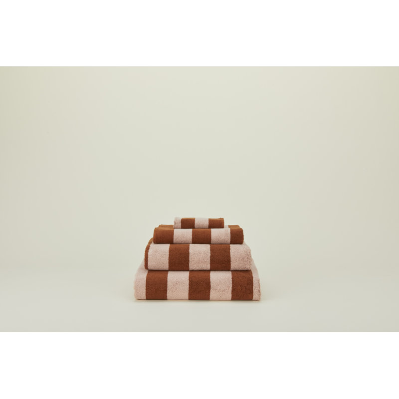 Simple Striped Terry Hand Towel, Blush/Terracotta, Hand Towel - 1 Pack
