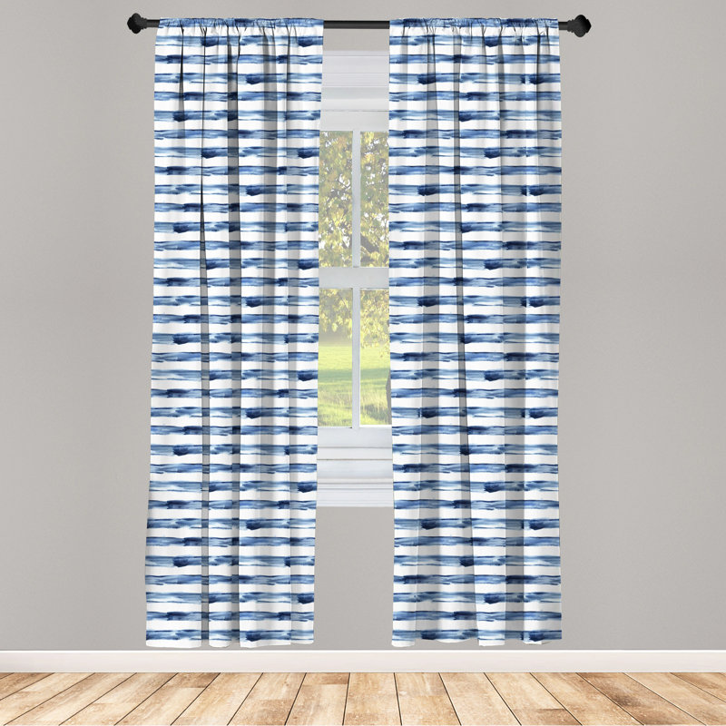 Harbour Stripe Semi-Sheer Rod Pocket Curtain Panels, 28" x 63"