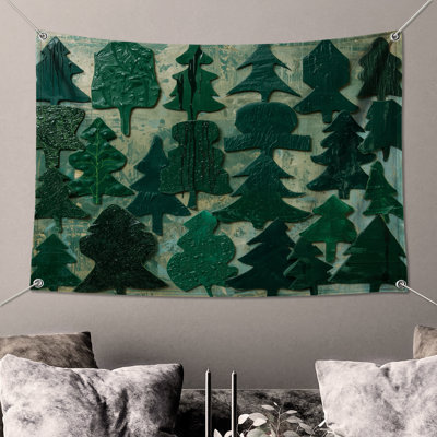 Tapisserie murale «Evergreen Tree Shapes» - Décoration murale arbres