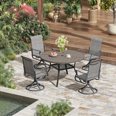 4-Person Outdoor Patio Dining Set With Swivel Chairs