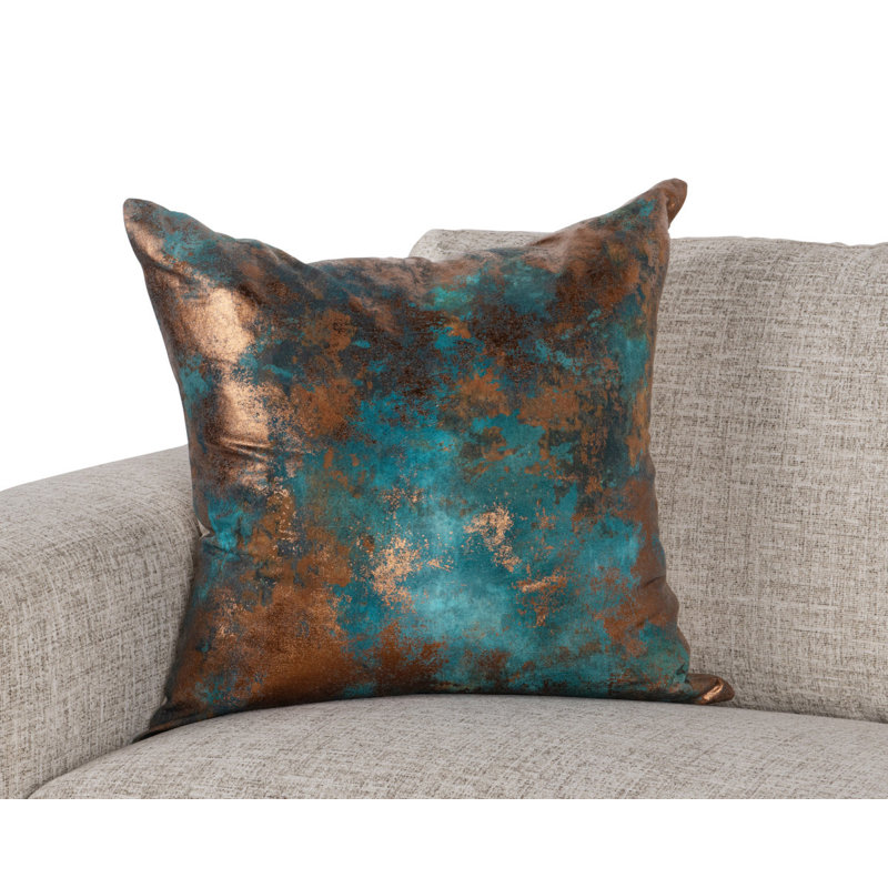 Equilibrium Abstract Linen Blend Throw Pillow, Teal/Antique Bronze Abstract