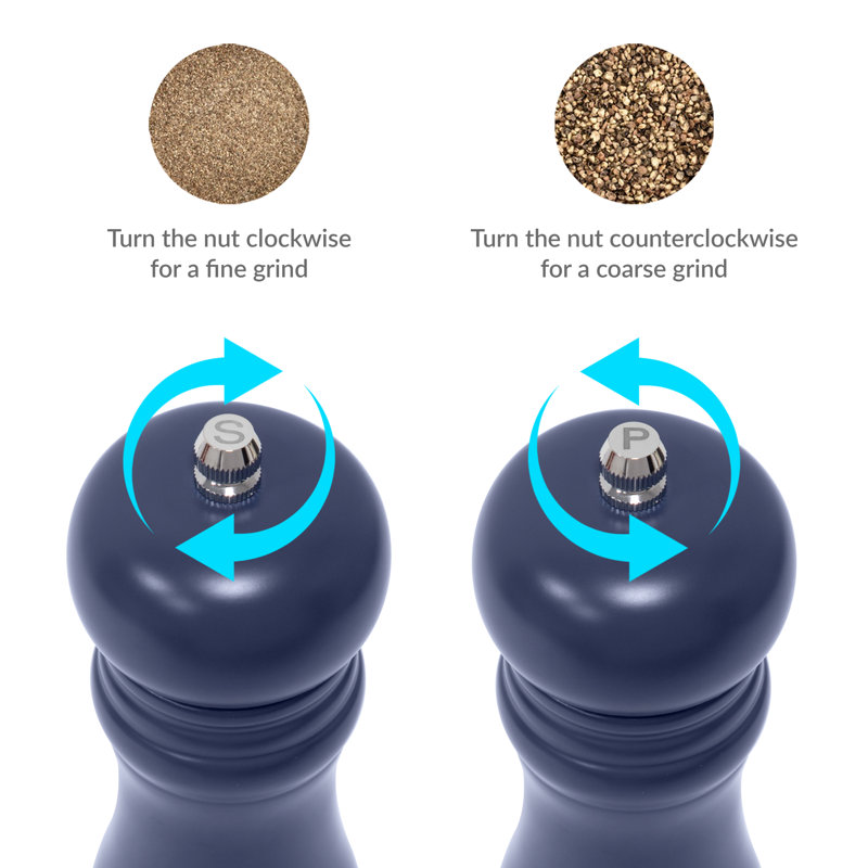 Brand Wood No Power Source Required / Manual Salt & Pepper Mill Set, Navy