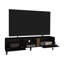 63" Tv Stand With Two Pull-down Cabinets And Space Management - Black Oak For Entertainment Needs,