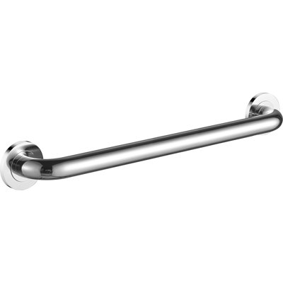 24" Wall-Mounted Round Grab Bar - Chrome, Premium Brass Construction, Installation Hardware Included