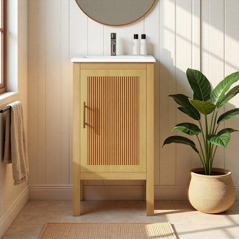 Meuble-lavabo simple 18 po avec plateau en céramique