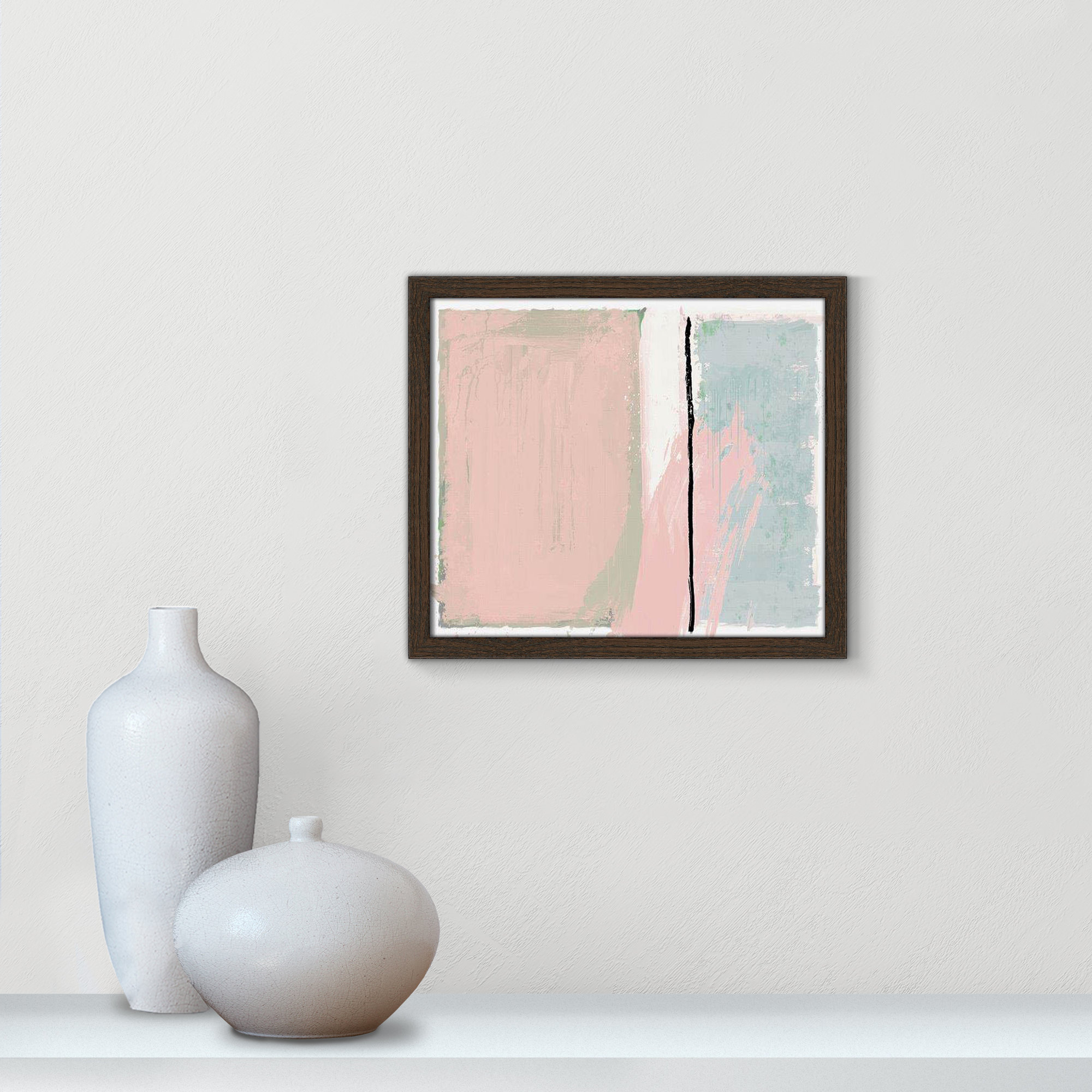 Pastel Opulance by Casa Fine Arts, Walnut Slim Picture Framed, 13" H x 15" W x 0.75" D, No Mat
