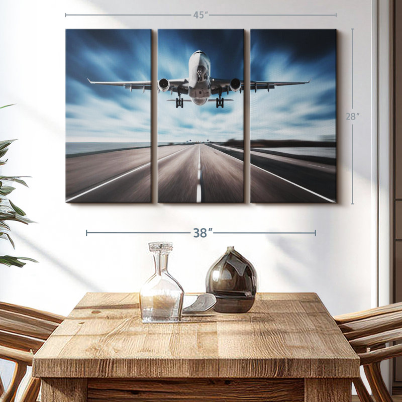 "Avion de piste" sur toile, H 28 po x l 45 po x P 1,25 po