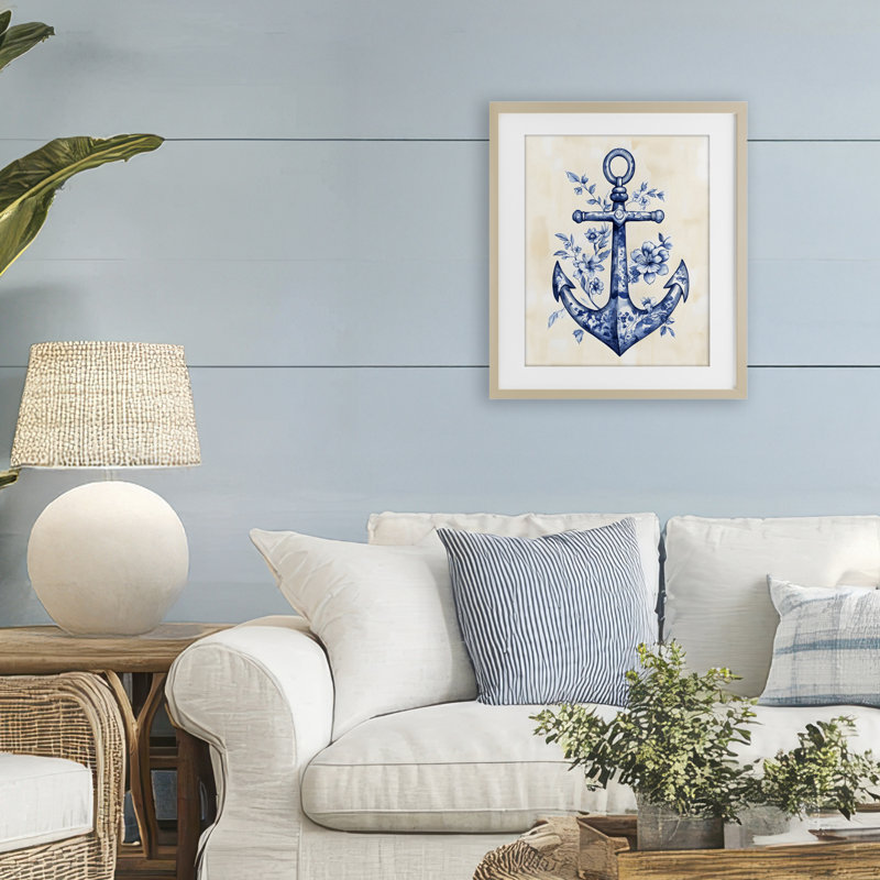 «Blue Floral Life», reproduction sous verre encadrée par Arlington Prints, Cadre de récolte en pin, H 21 po x l 17 po