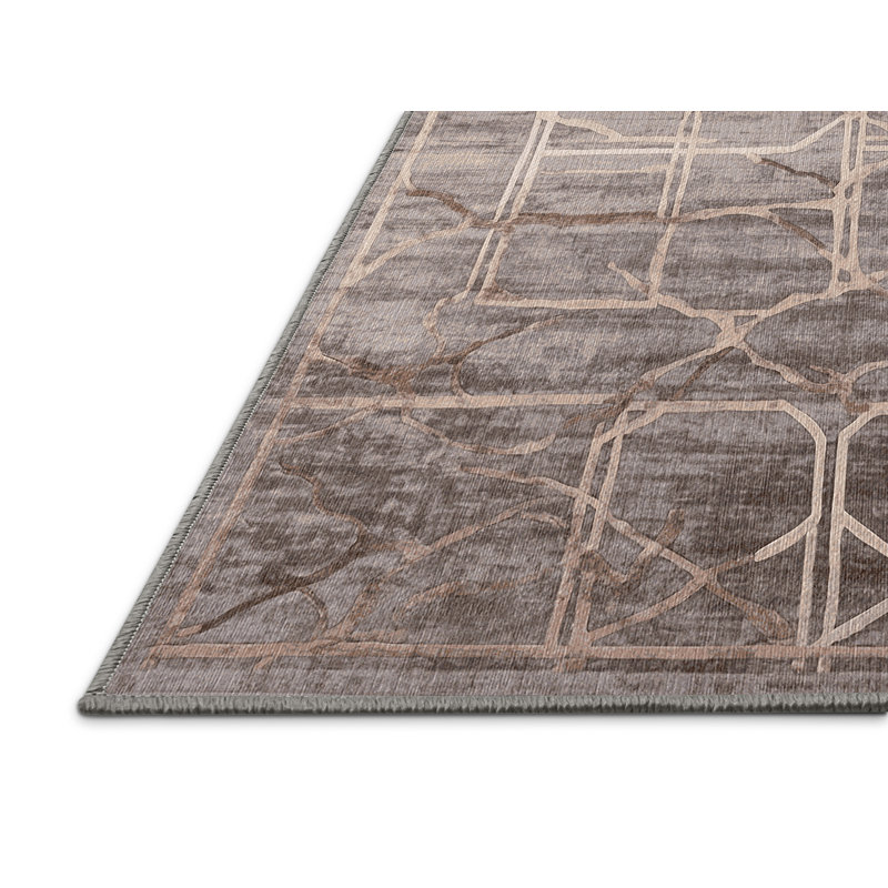 Machine Washable Gray Area Rug, Rectangle 2' x 3'