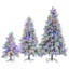 Arbre de Noël artificiel articulé enneigé 4/6 / 7,5 pi avec 8 modes de clignotement et 800 lumières DEL (ensemble de 3)