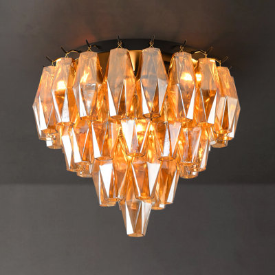 Plafonnier encastré à 4 lumières en verre Fenella