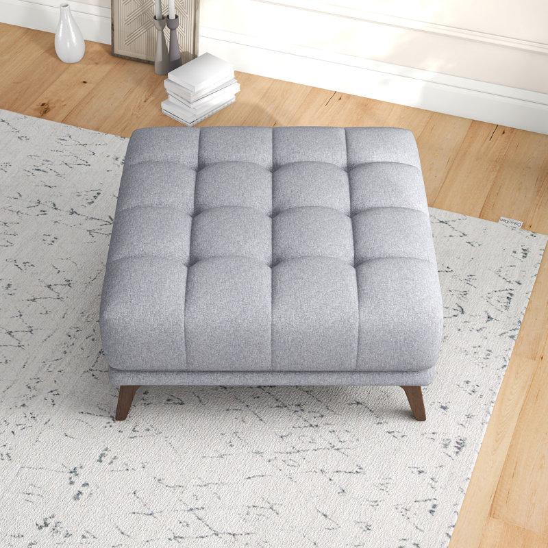 Repose-pieds capitonné carré l 35,5 "x P 35,5" Ardrie, Tissu gris pâle