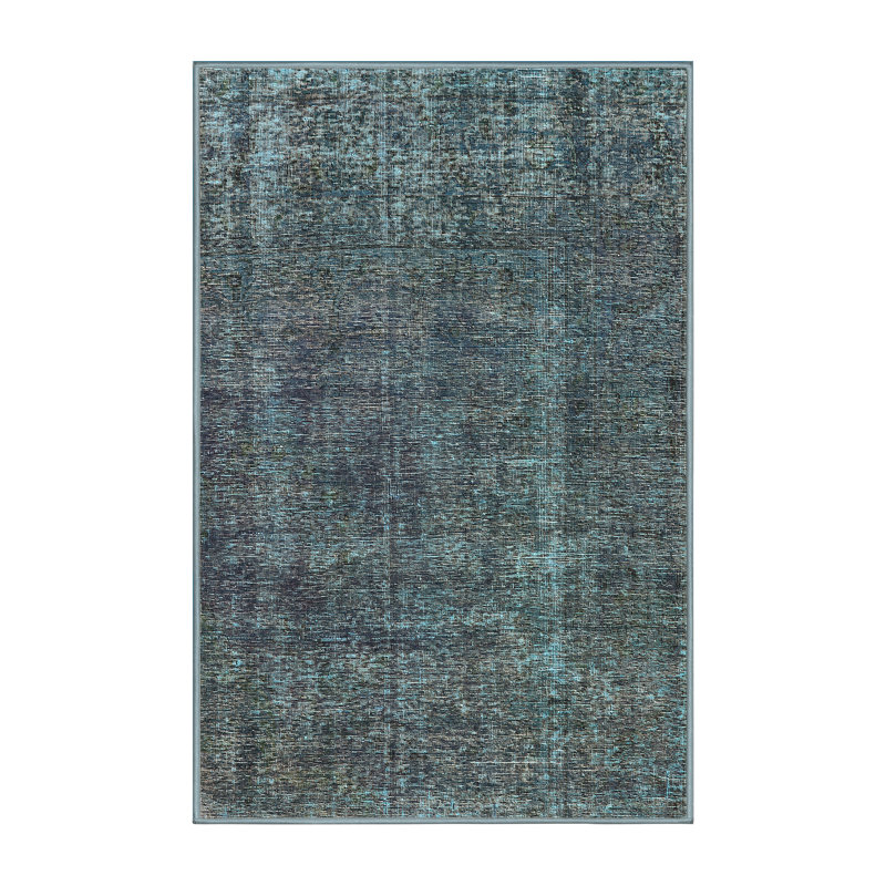 Tapis gris foncé / bleu sarcelle Revel, Rectangle 3 pi x 5 pi