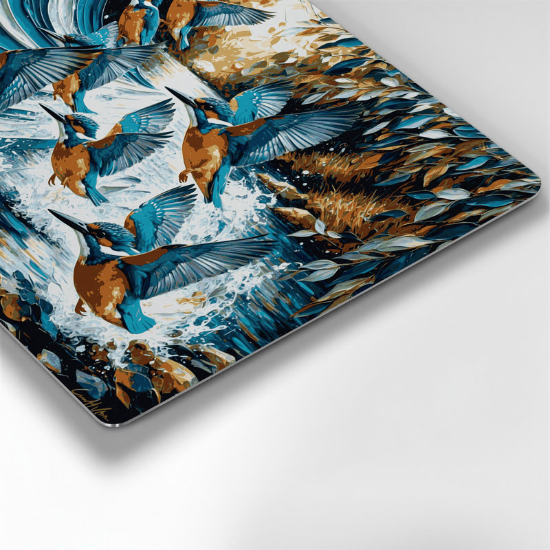 Oiseau martin-pêcheur gris, art mural en métal, H 16 po x l 20 po