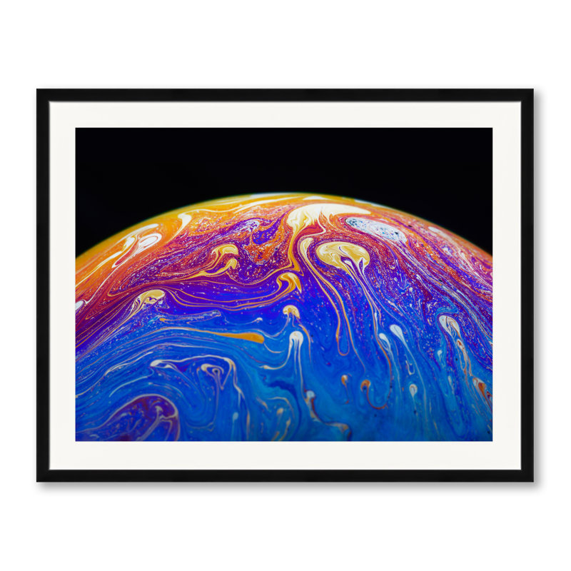 Soap Bubble Close Up Print by Philippe Monthoux, Black Framed Paper, 25.2" H x 31.2" W